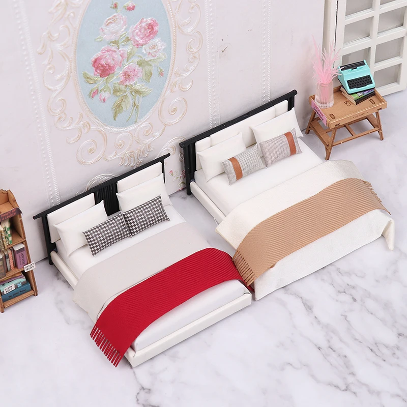 

Micro Scene Model Miniature Furniture Dolls Accessory Simulated Mini Furniture Ornament Dollhouse New Chinese Double Bed Model