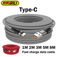 NNBILI 6a Verlengde Usb TYPE-C Kabel Gevlochten Datakabel For Samsung Huawei Xiaomi Switch Sony Ps5 TYPE-C 8M 5M 3M 2M 1M Kabel