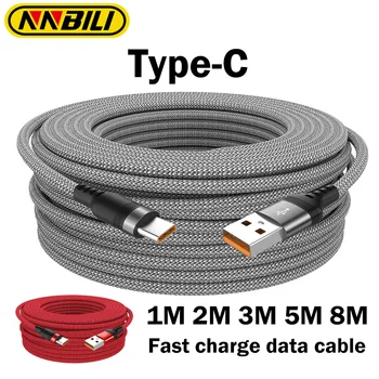 NNBILI 6a Verlengde Usb TYPE-C Kabel Gevlochten Datakabel Voor Samsung Huawei Xiaomi Schakelaar Sony Ps5 TYPE-C 8M 5M 3M 2M 1M Kabel