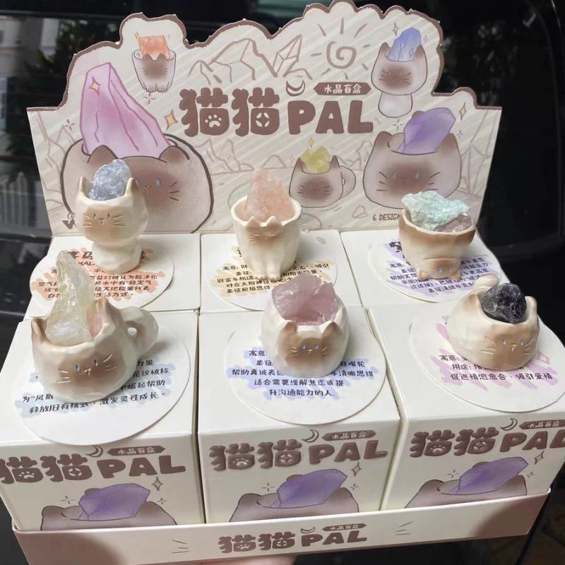 

Creative blind mystery box cute crystal cat quartz Phoenix Stone diffuser citrine amethyst desk ornaments healing gifts figures