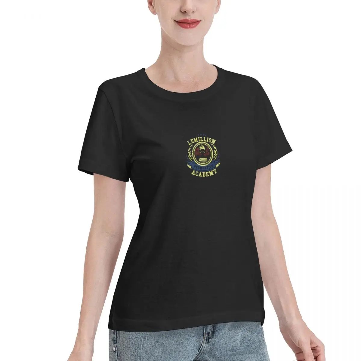 Lemillion Academy T-shirt Female Women Girl Cotton Short Sleeve O-Neck Tee-Shirts Tops