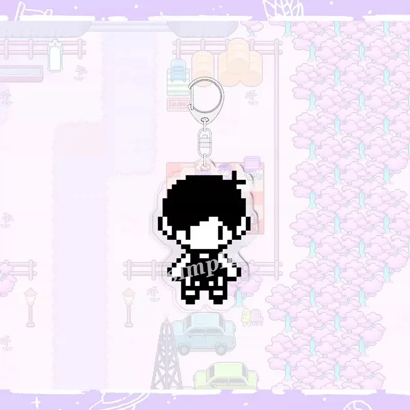 Horror Game OMORI Aubrey Pixel Art Style Q-Style Acrylic Pendant Keychains Bag Decorations Gifts For Friends