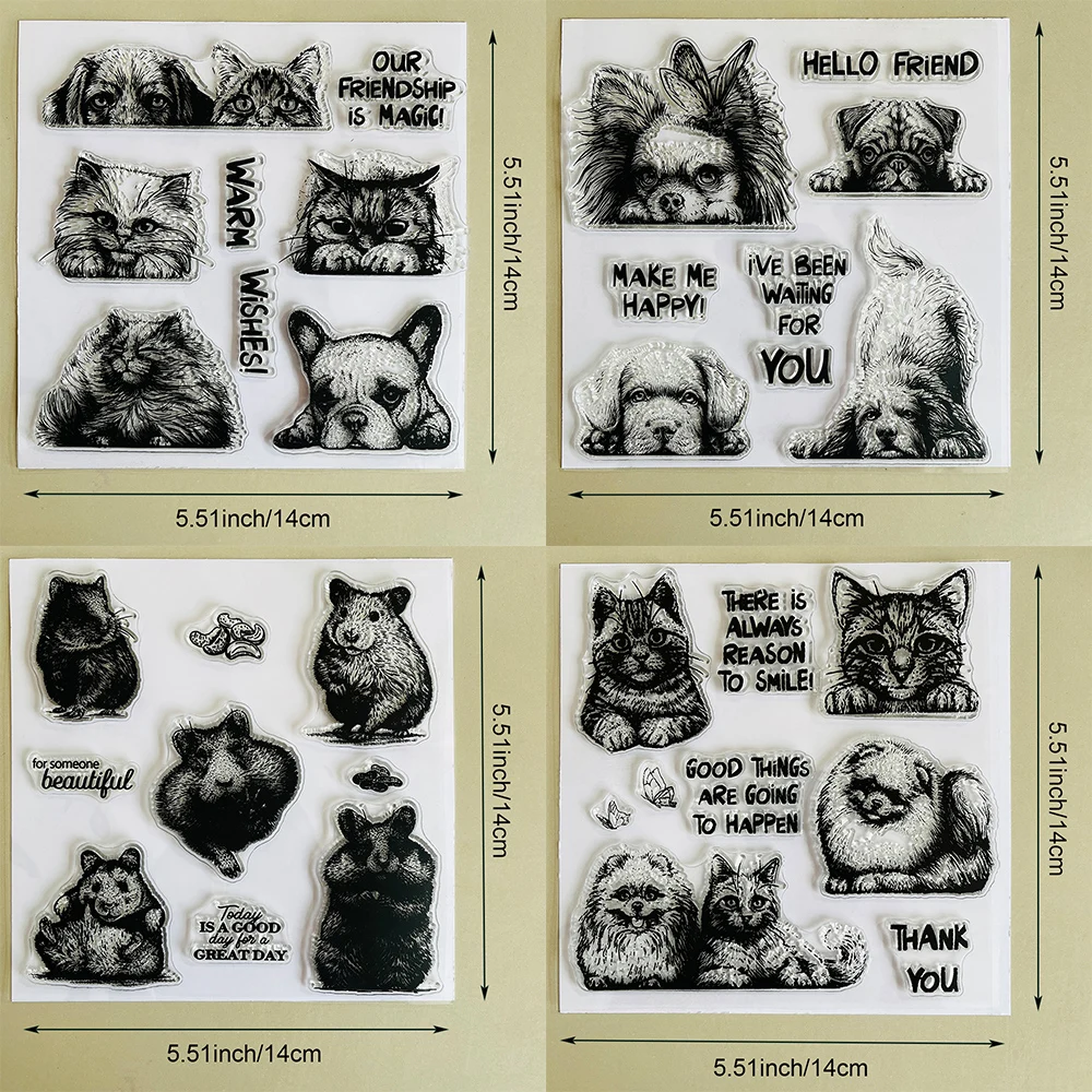 Carimbos transparentes de gatos e cães adoráveis, selo para scrapbooking, fabricação de cartões, álbum, selo decorativo, artesanato