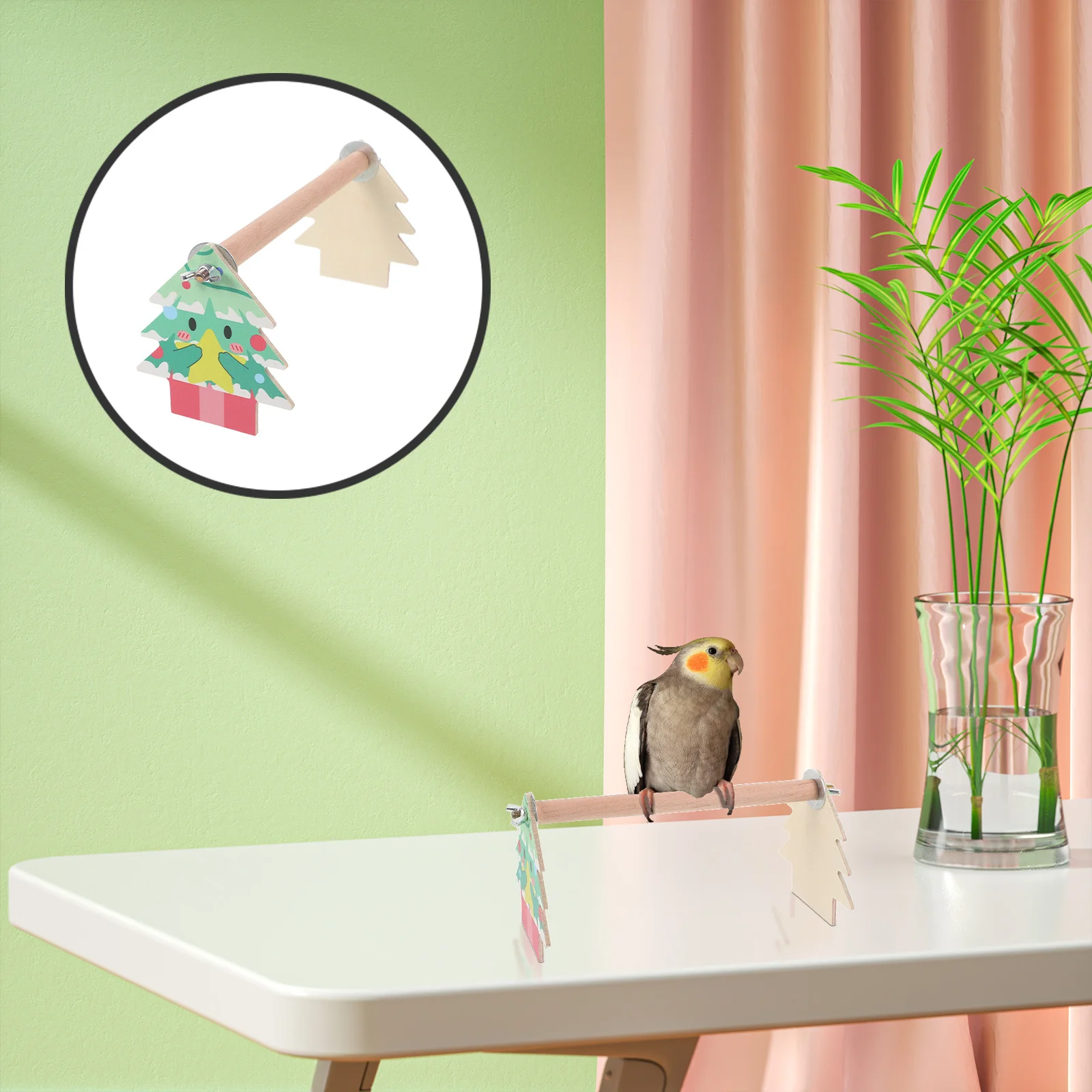 

Bird Perch Stand Solid Wood Durable Platform Tabletop Parrot Cage Accessory for Large Birds Bird Perch Platform