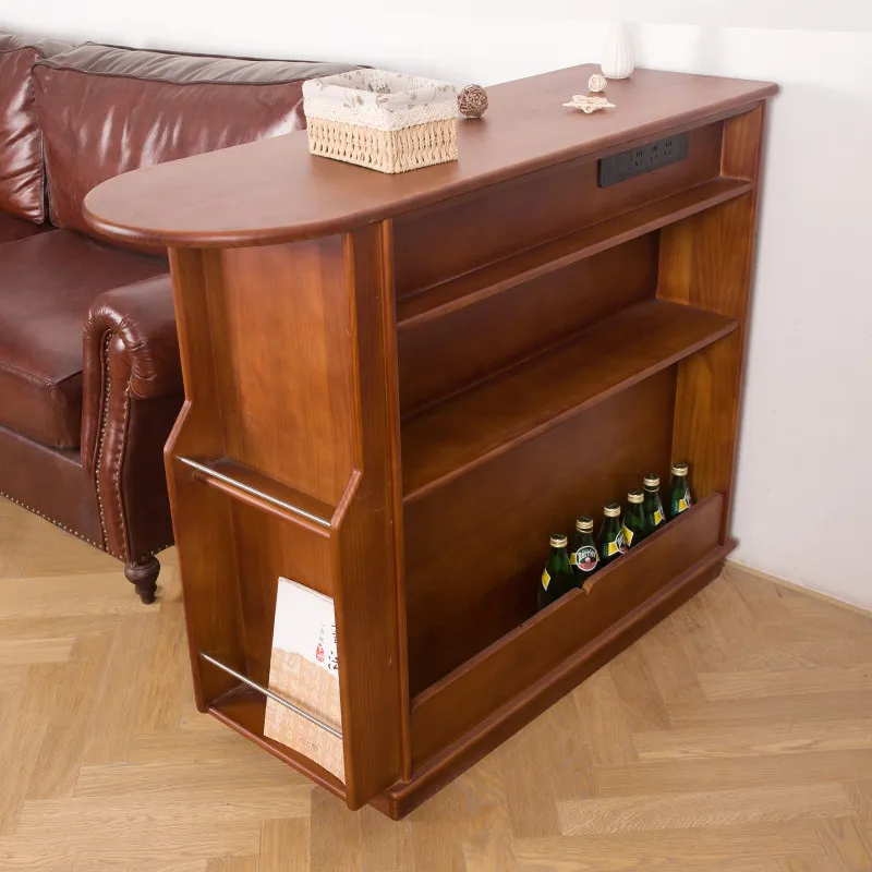 Full pine retro coffee bar counter cabinet table living room partition