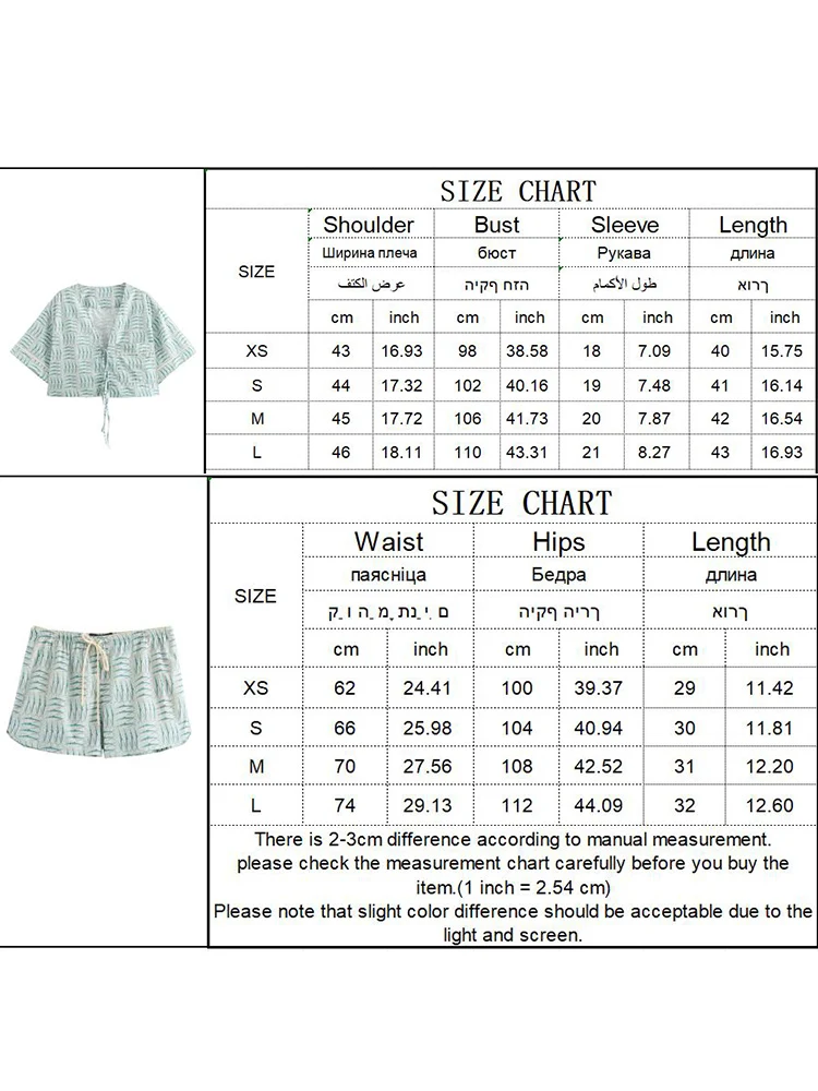 TRAF Women Printed Shorts Set 2024 Fashion Short Sleeve Lace Up Shirt and Shorts Two Pieces Sets Summer Chic Lady Street Suit