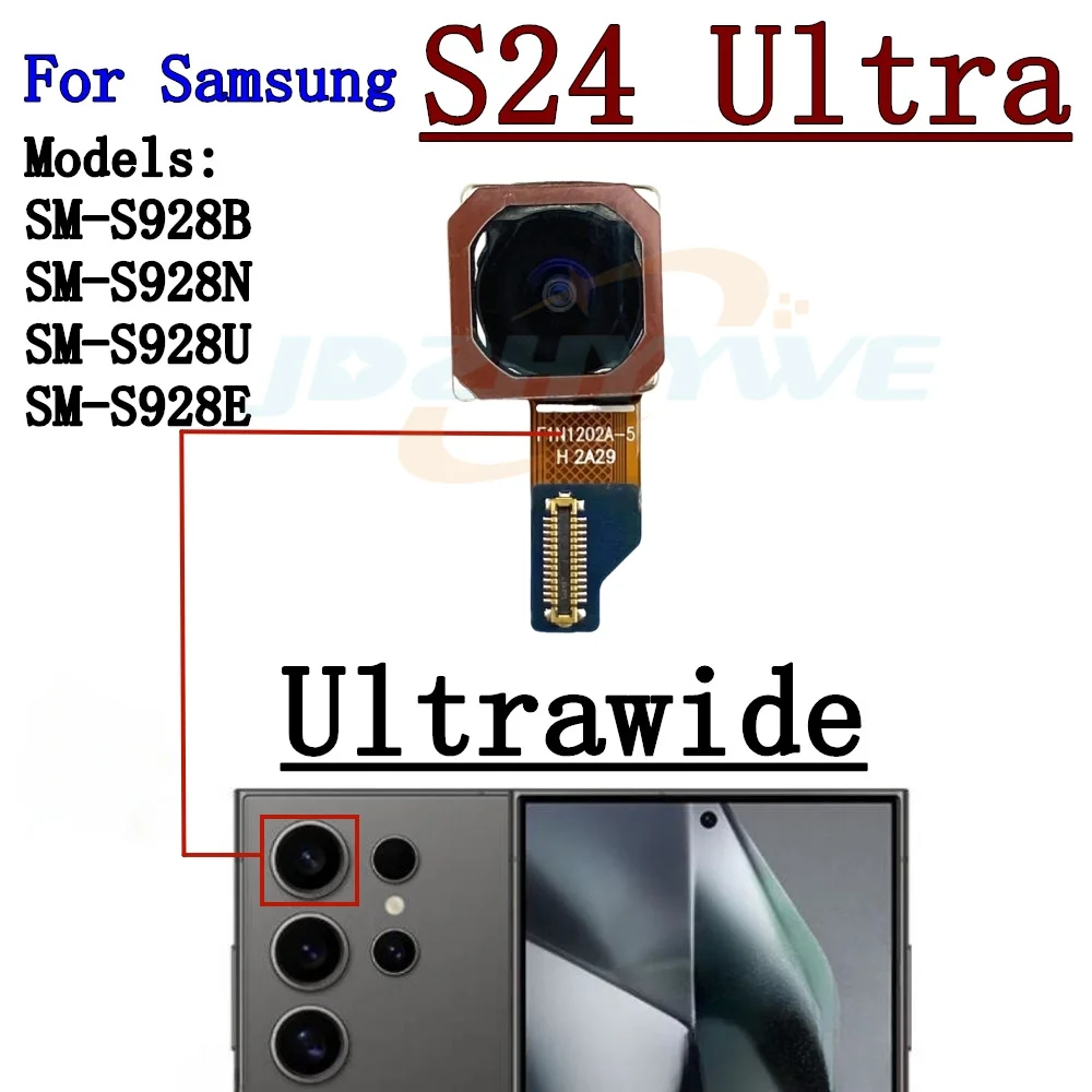 Front Rear View Back Camera For Samsung S24 Ultra S24Ultra S928 Small Frontal Main Facing Camera Module Flex Parts