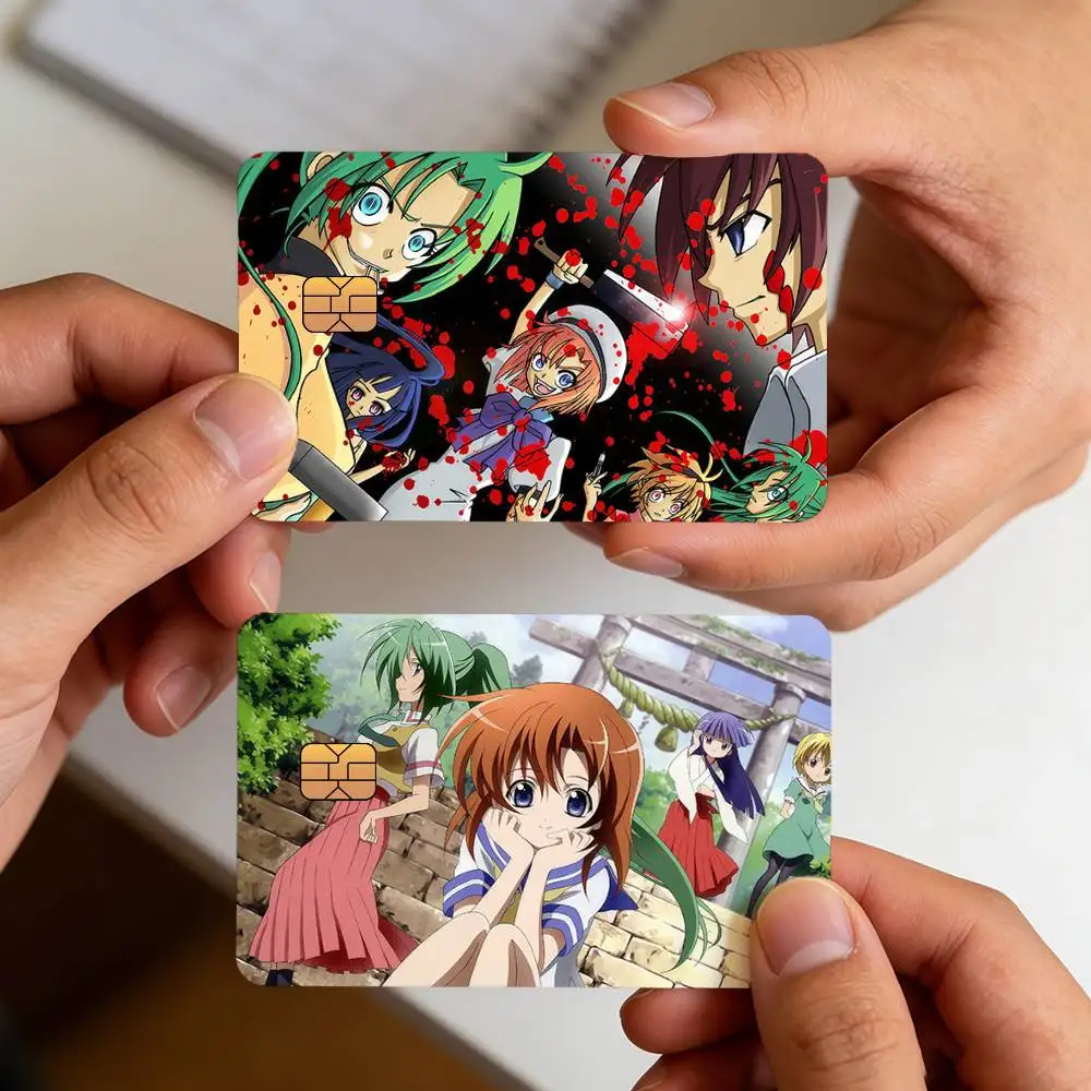 Anime H-Higurashi When They Cry Creative Bank Card Sticker Covers Chip Cards Credit Card Skins Scratch Protection