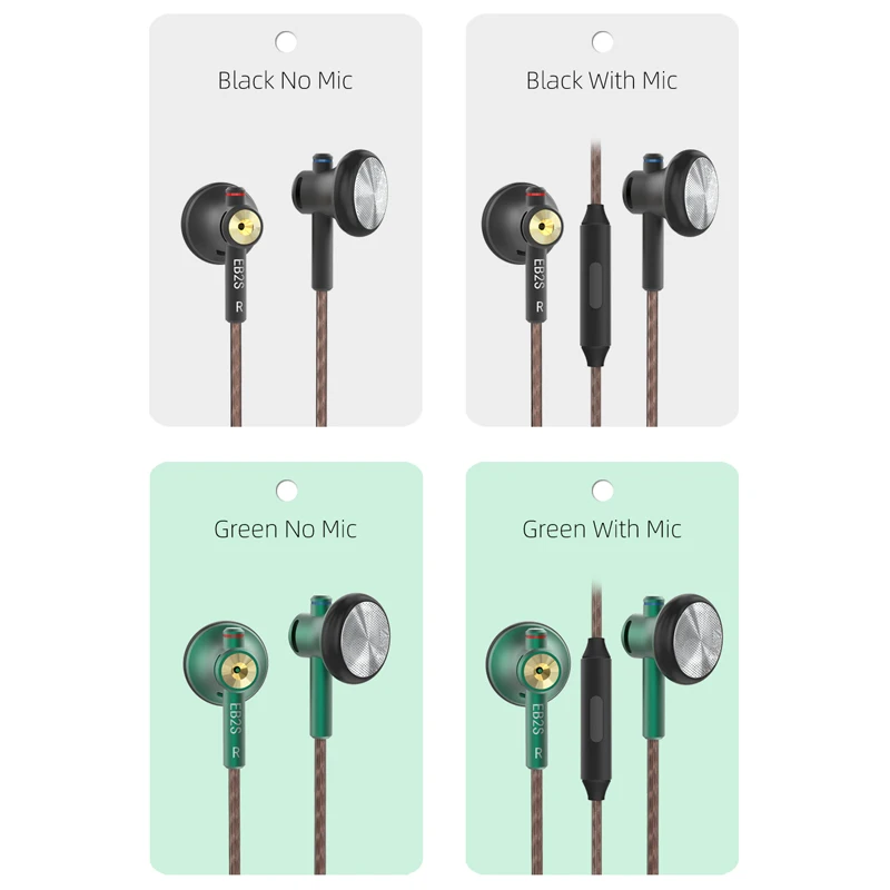 NICEHCK EB2S Cost-effective Flat-head Earphone 3.5mm Earbud 15.4mm Dynamic Driver HIFI Vocal In-ear Headset With Microphone