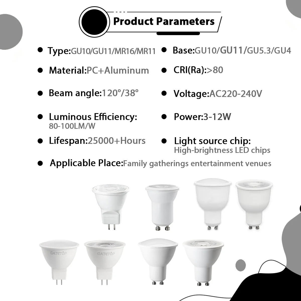 1-20Pack Foco Led SpotLight GU11 MR11 GU10 Bulb Lamp GU5.3 GU4 Cool Light AC220-240V 3W-12W Lamps Replace The 50W Halogen Lamp - view 3