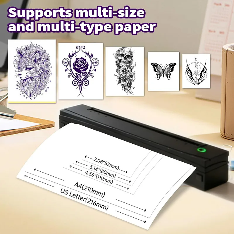 Picture 5: Portable Tattoo Printer Bluetooth Tattoo Stencil Printer HD Document A4 Thermal Printer Compatible with Android iPhone PC