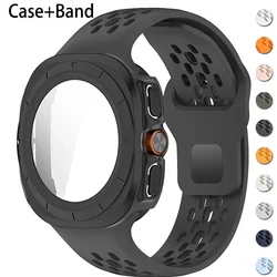 Silicone Strap+Case For Samsung Galaxy Watch Ultra 47 Sport Watchband Bracelet for Galaxy Watch Ultra Tempered Glass Cover Band