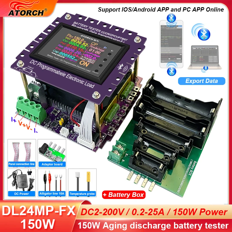 Probador electrónico de carga de litio 150 25A, Monitor de capacidad de batería, medidor de descarga, 18650 W, Bluetooth, CC, USB