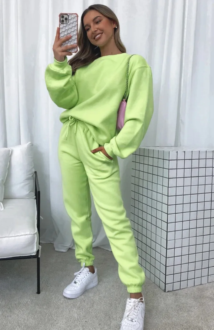 

Winter Tracksuit Two Piece Sets Women Autumn Tops Jogger Thick Hoodies Sweatshirt Drawstring Trouser Y2k Streetwear Suits spring