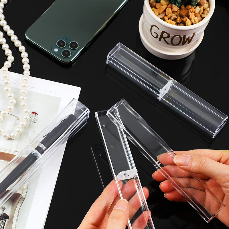 30Pcs Plastic Clear Acrylic Gift Empty Pen Storage Transparent Plastic Pencil Boxes Plastic Pen Container Pen Case