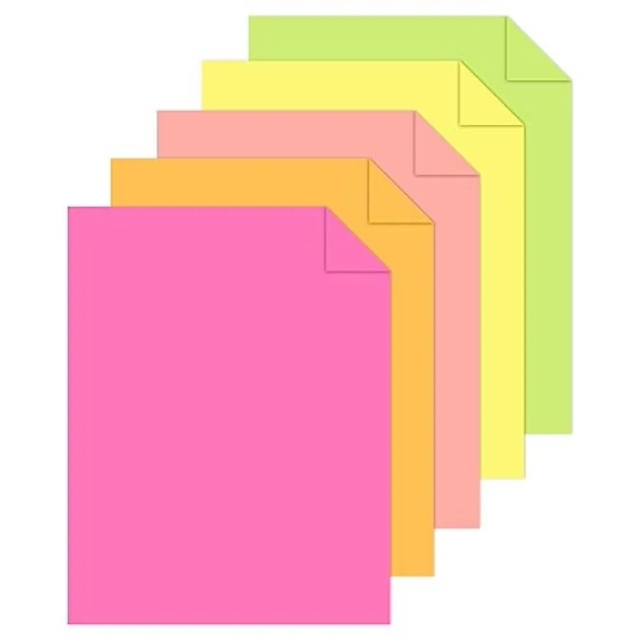 Sheets Neon Printer Paper 8.5 x 11 Assorted Colored Copy Computer Paper 20 lb A4 70 gsm Fluorescent Construction Paper for Prin