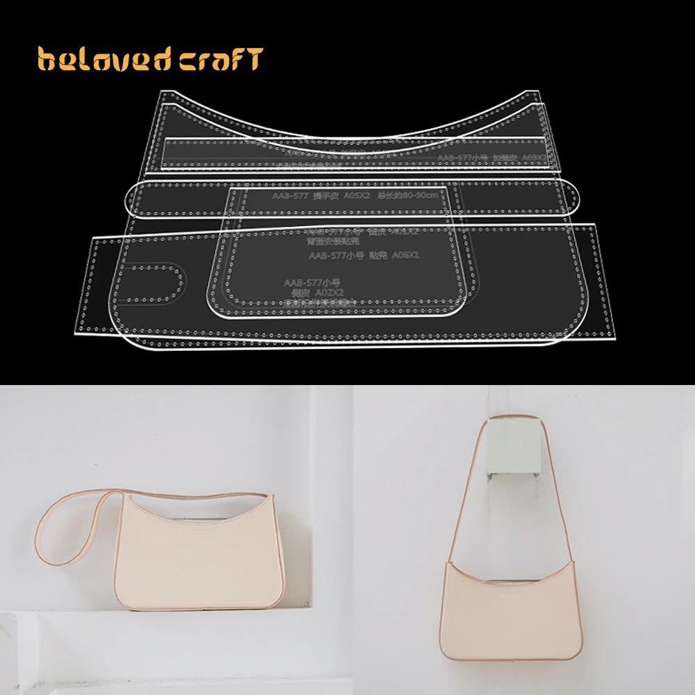 

BelovedCraft Leather Bag Pattern Making with Kraft Paper and Acrylic Templates for Women's Shoulder Bag or Crossbody Bag