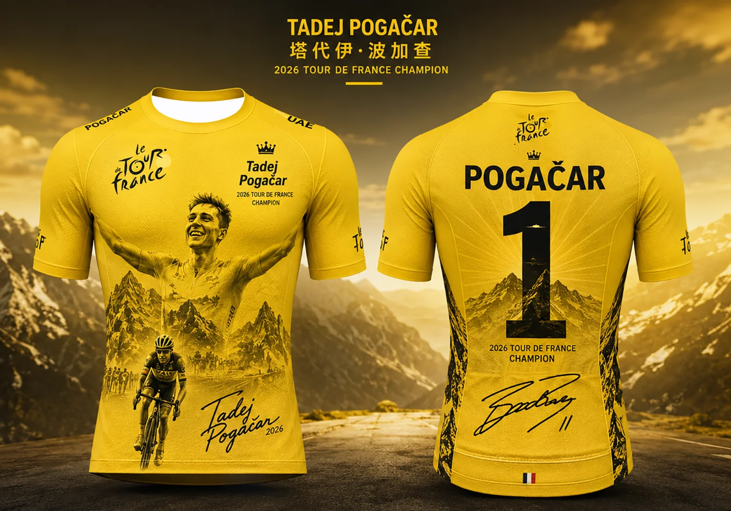 2026 Tour de France Champion Commemorative T-Shirt Pogacar Evenepoel Del Toro Printed Short Sleeve Tee Fan Bicycle Lover Gift