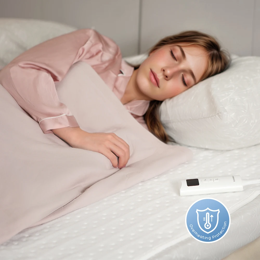 RUIANBAO Electric Blanket 220V Heated Blanket Timer Heated Pad  150*80cm Bed Warmer Soft Waterproof Thermal Mattress White