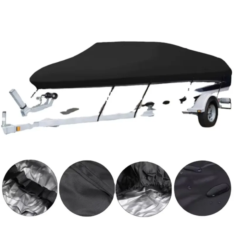 210D Oxford Cloth Waterproof Boat Cover Speedboat Towed V-shaped square Fishing Boat Cover Folding Rain and Sun Cover