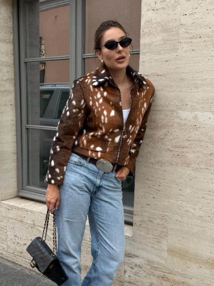 Trendy Stylish Spot Jackets Fashion Vintage Classic Women Outerwear Autumn Casual Chic Designers Ladies Streetwear