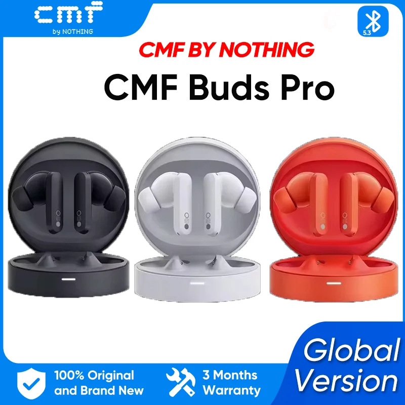 CMF by Nothing Buds Pro Wireless Bluetooth Earbuds 45 dB ANC Ultra Bass 39 hours  battery life In-ear Light Sports Headset