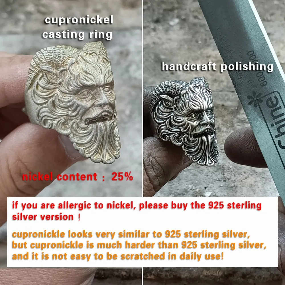 Cupronickel الله العظيم عموم الدائري السائق روك الماعز شيطان الدائري مجوهرات بسيطة CP88 الولايات المتحدة حجم 7 ~ 15