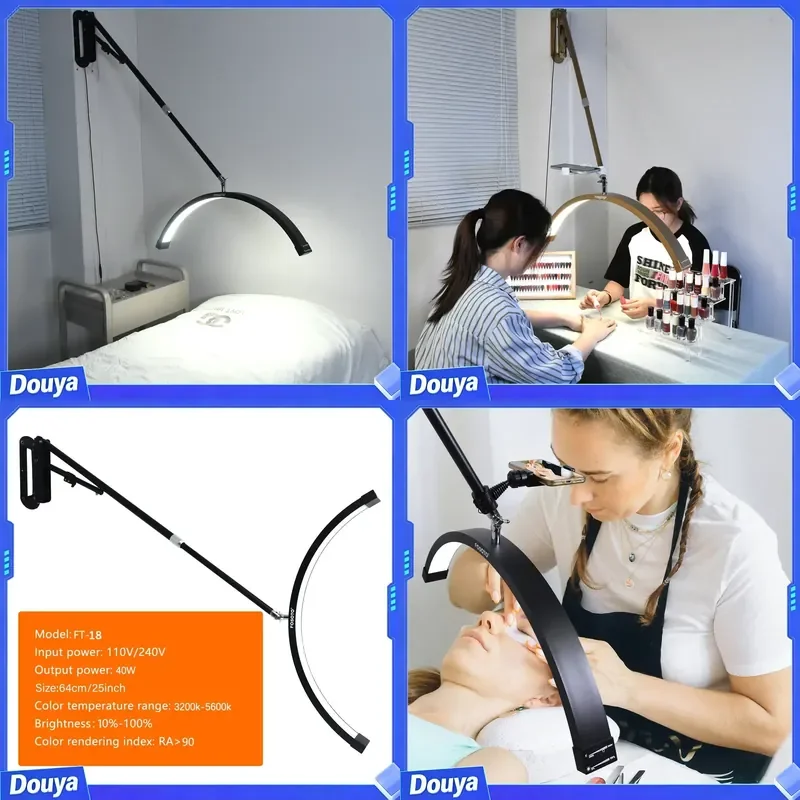 LED Half Moon Ceiling Light Lamp for Eyelashes Lights Gold Photography Ring Light for Makeup