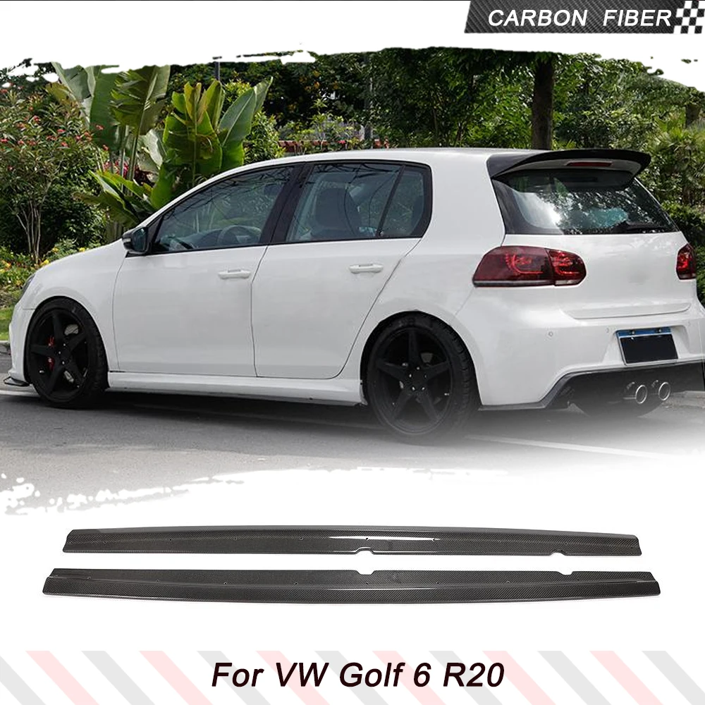 

Боковые юбки из углеродного волокна автомобиля для Volkswagen VW Golf 6 VI MK6 R20, только 2010-2014, комплекты для гонок под дверью и боковым удлинением губ
