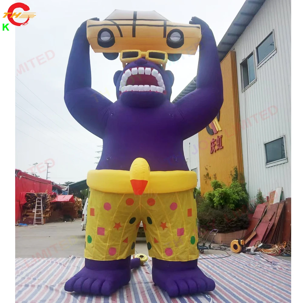 6mH Giant Animal Inflatable King Gorilla Costume Cartoon for Commercial Advertising