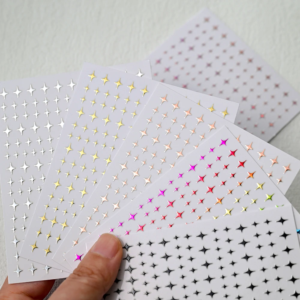 6/4 pièces 3D croix Starlight Y2K Nail Art autocollant argent or noir étoile auto-adhésif décalcomanies bronzant manucure curseurs