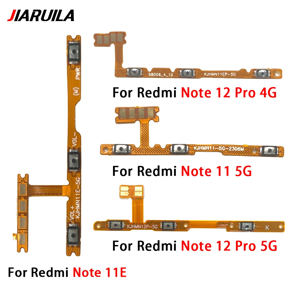 50Pcs，Tested Power on/off Volume Key Button Flex Cable Ribbon For Xiaomi Redmi Note 10 12 Pro 5G Note 11 Pro Plus11s 11T 11E