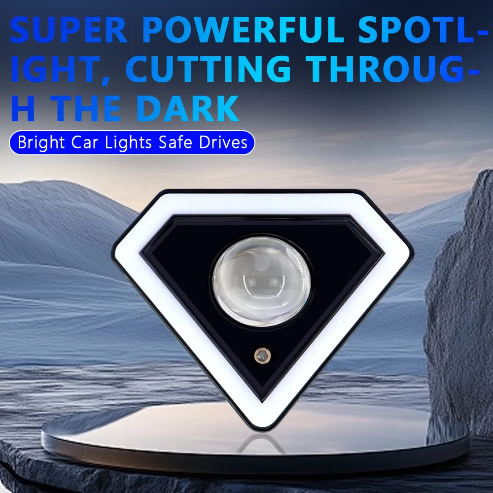 RGB Angel Eye Diamond LED Work Light White Yellow Dual Color Moto Modified Spotlight Universal Motorcycle Auxiliary Driving Lamp