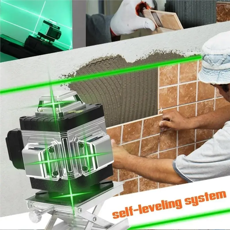 NEW HOT In Stock-Laser Level 16 Lines Multifunctional 3° Self-Leveling Function For Ground And Wall Stickers EU Plug Tool