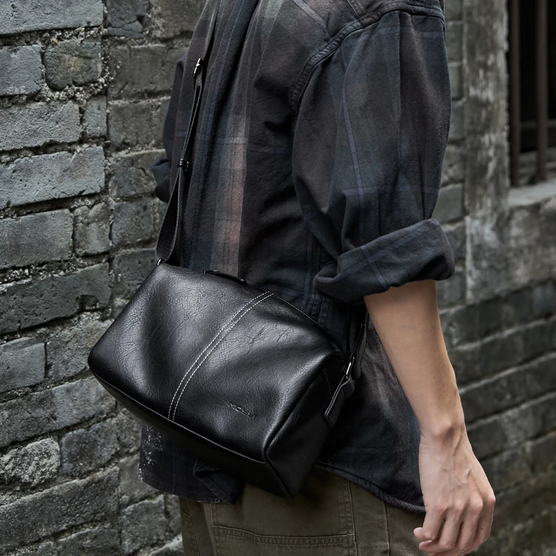 Messenger Bag for Men, Waterproof Multi-function Crossbody Bag, Anti-theft Traveling Business Adjustable Shoulder Strap Black