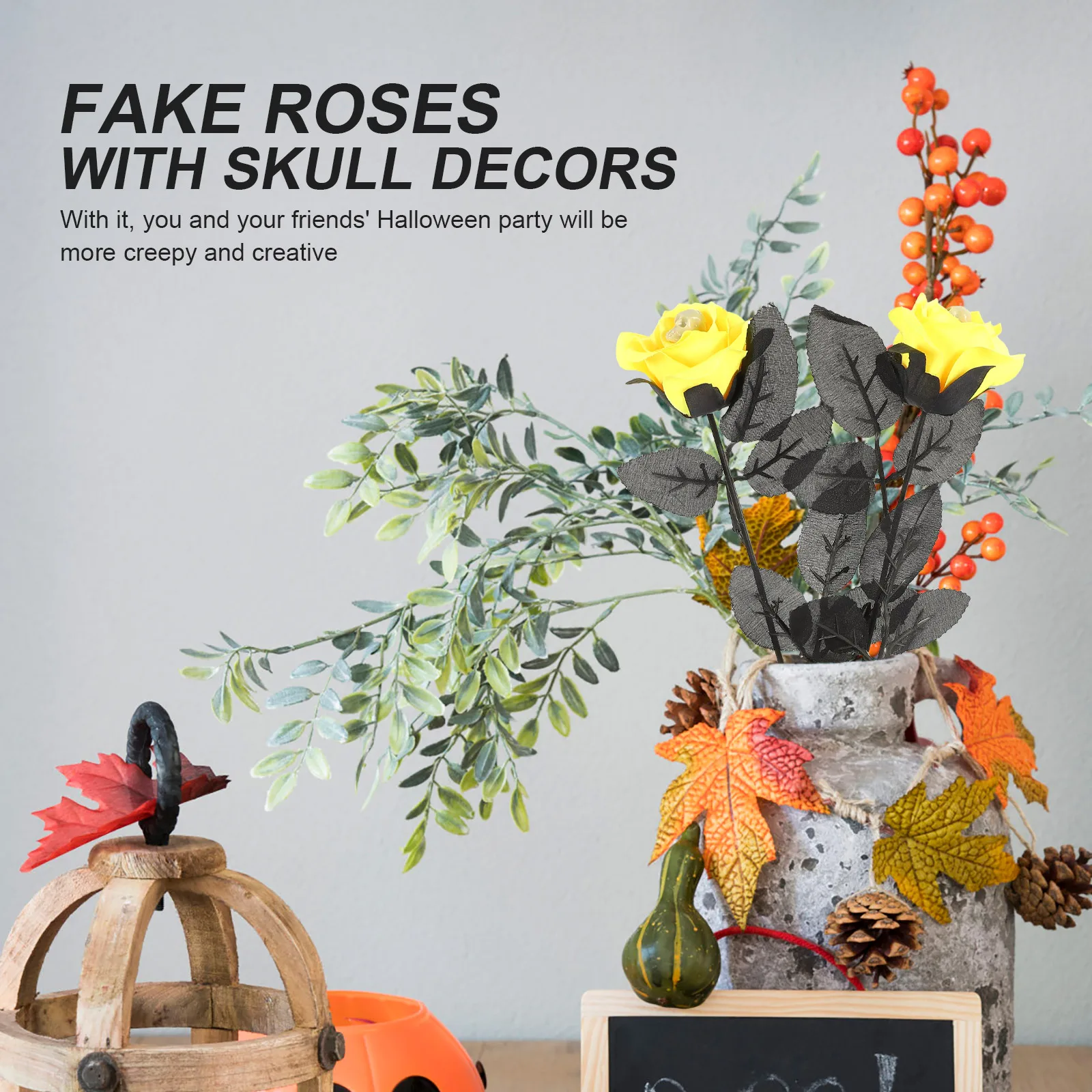 

10 Pcs Rose Halloween Bouquet Fake Flowers Decoration Simulation Roses Party Goods Decorations
