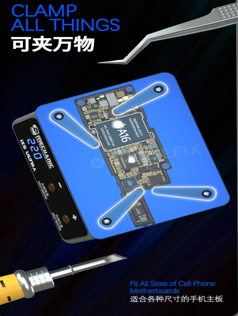 Imagem -06 - Estação de Pré-aquecimento Mecânico Ix5 Ultra Universal Placa-mãe Pcb Plataforma de Solda para Iphone X15 Pro Max Telefone Móvel Android