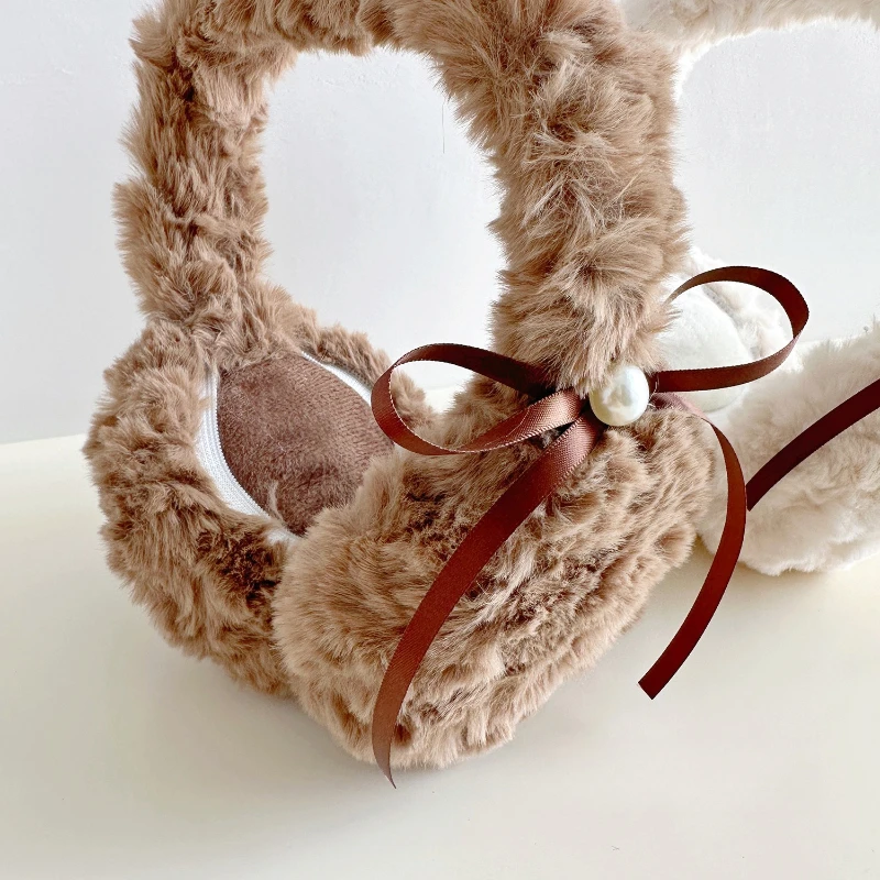 1 шт., зимние теплые плюшевые серьги с жемчугом и бантом для студенток, ветрозащитные теплые серьги с защитой ушей