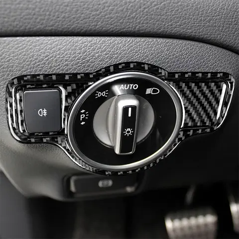 탄소 섬유 헤드 라이트 스위치 커버 공기 속도 자동차 스티커, 메르세데스 벤츠 A B C E G 클래스 CLA GLA GLE GLK GL 액세서리