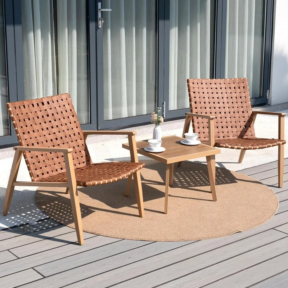 

3 Piece Patio Bistro Set, Outdoor Conversation Chair Sets with Coffee Table, Patio Furniture Set for Porch Backyard Balcony Park