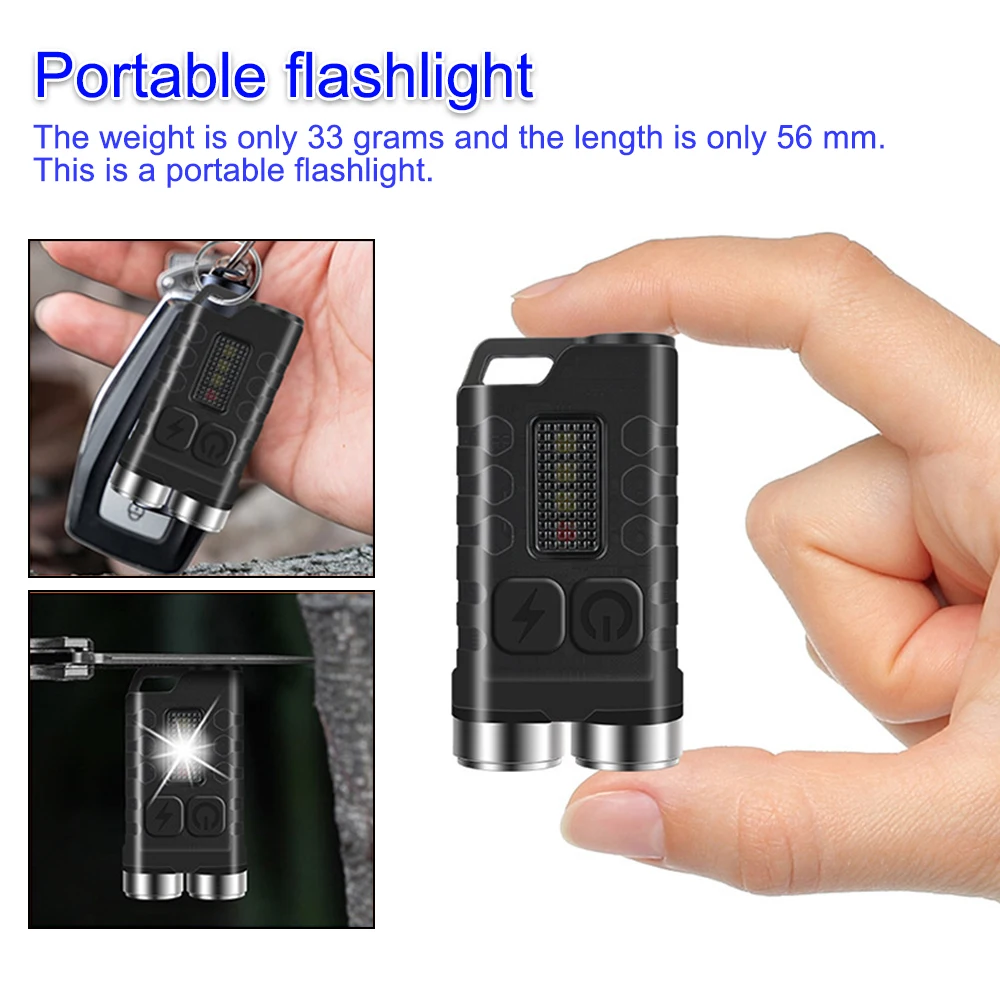 Ultra Bright Mini Pocket Magnetic LED Flashlight Keychain Flashlight EDC Flashlight Torch Type-C Rechargeable Camping Lantern