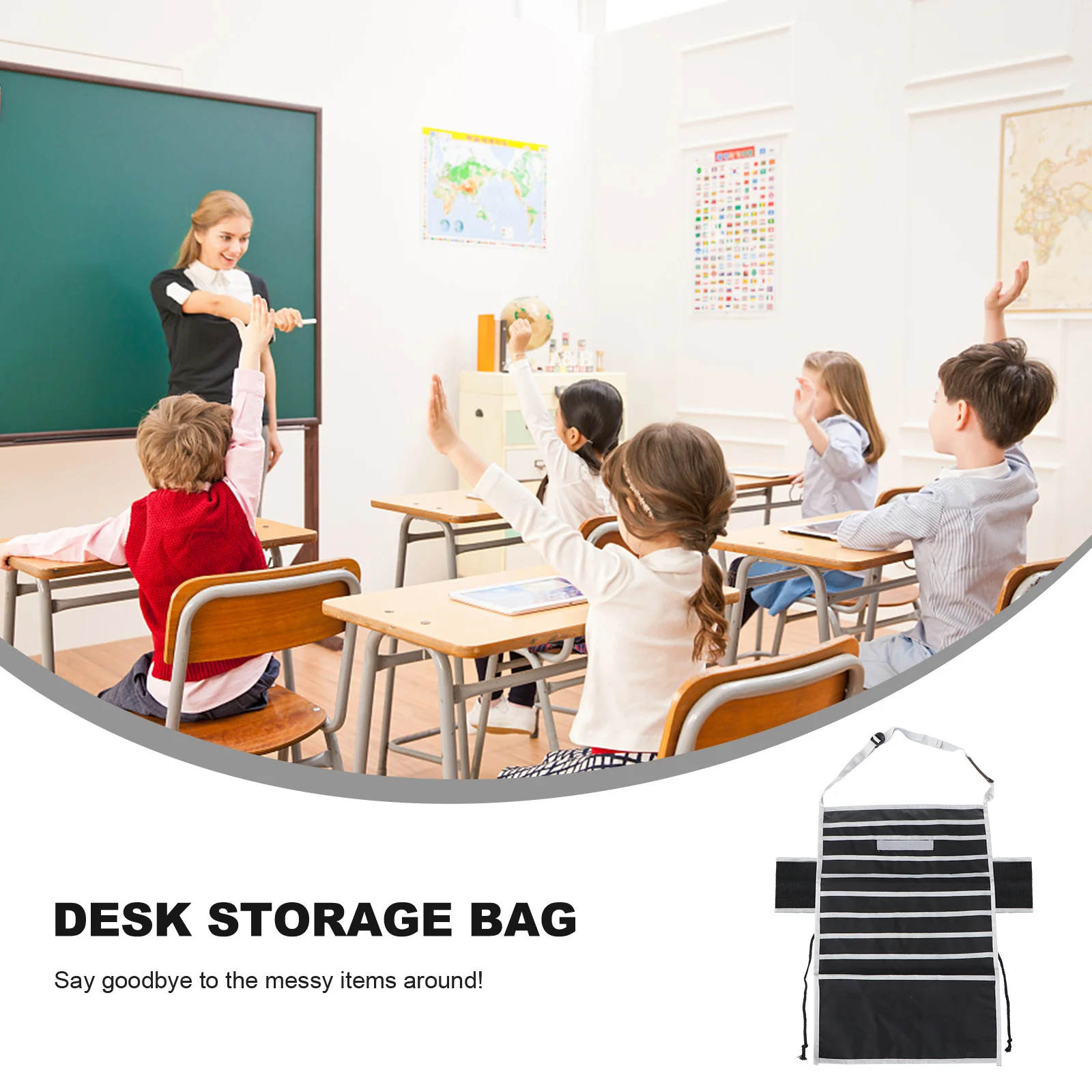 1Pcs Desk Organizer Storage Bag Hanging Book Bags Wear-Resistant Dirt-Resistant for School Office Students Desk Hanging Bag