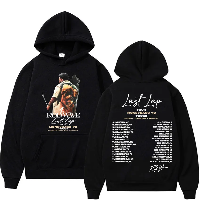 Rapper Rod Wave Last Lap Tour 2024 Double Sided Printed Hooded Men Women Harajuku Hip Hop Vintage High Quality Sweatshirt Hoodie