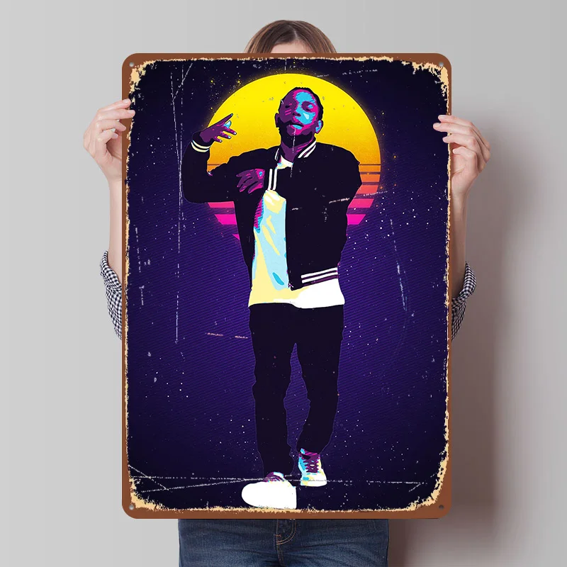 Kendrick Lamar Retro Music Tinplate Poster Custom Wall Art Vintage Metal Signs Retro Tin Plaque for Decoration Room Coffee Bar
