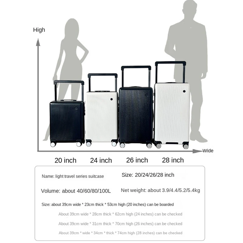 2024กระเป๋าเดินทางล้อลากกว้าง24/26/28นิ้วความจุขนาดใหญ่สำหรับผู้ชายผู้หญิงแฟชั่นกระเป๋าเดินทางขึ้นเครื่องด้วยรหัสผ่าน20''
