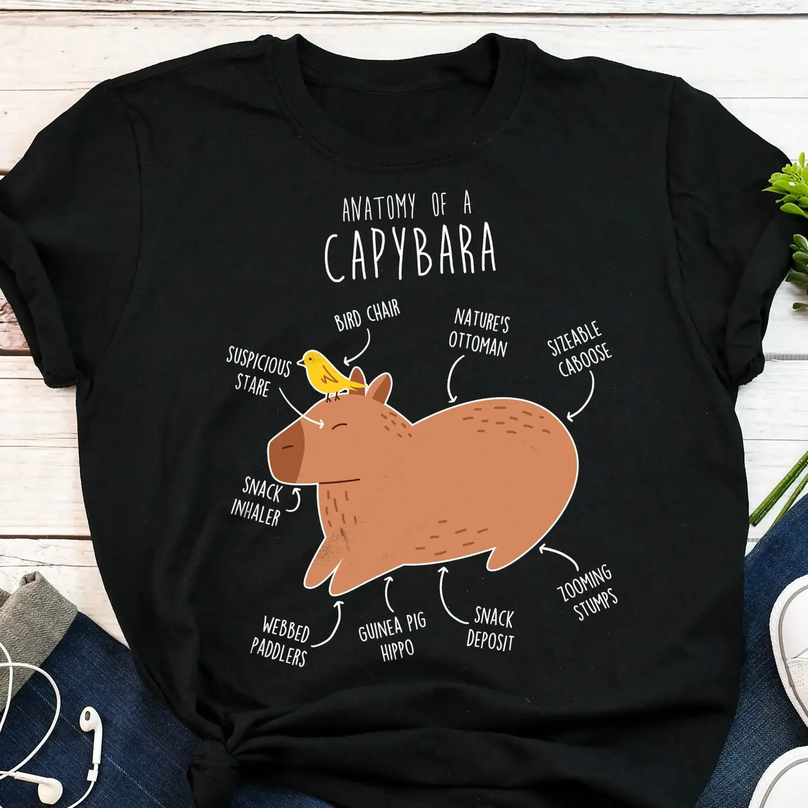 Anatomy of A Capybara Funny T Shirt Cute Cavy Animal Lover Casual Meme for Rodent vintage Washed Breathable fashion graphic