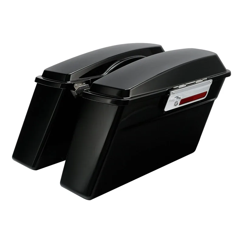 Complete Set of Black ABS Hard Saddlebags with Trunk Lid Latch for HL Touring 1994-2013