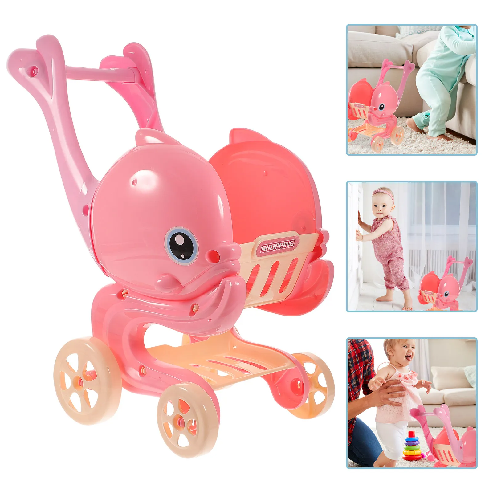 

Funny Cartoon Shopping Cart Kids Shopping Cart Pretend Play Grocery Store Plaything for Toddlers Children Educational Role Play