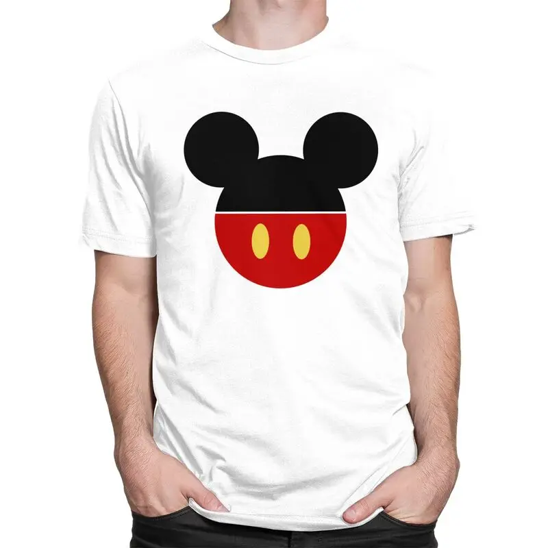 Classic Minnie Mickey Mouse T Shirts Men Short Sleeved T-shirt Printed Tee Pure Cotton Regular Fit Tshirts Merchandise