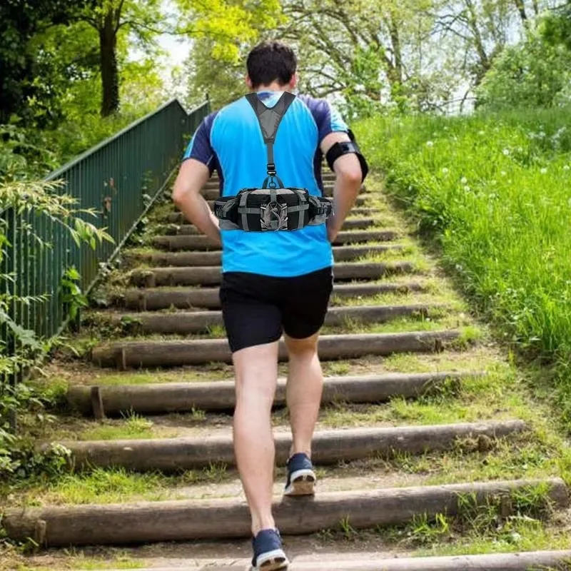 Outdoor waist bag with double shoulder and double water bottle positions, hiking waist bag, lightweight cycling backpack, adjust